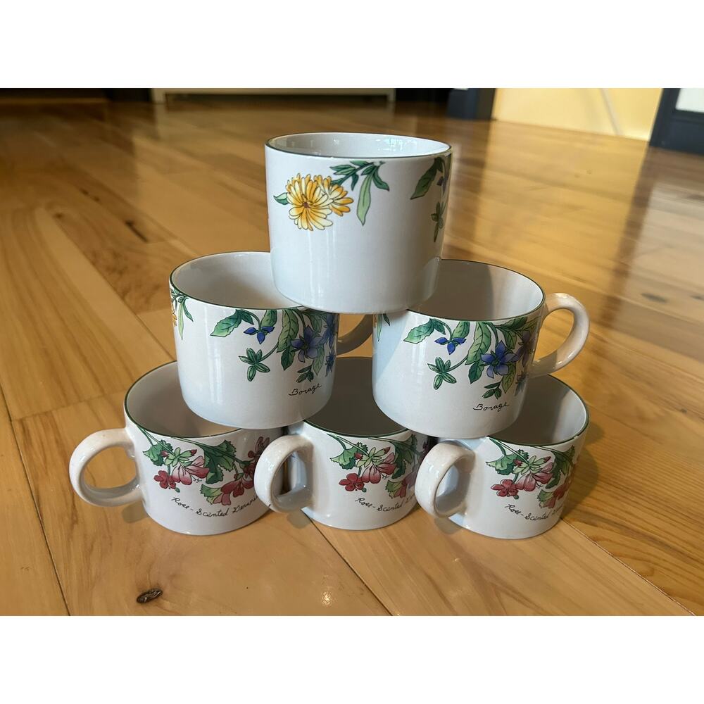 VTG Majesticware By Sakura Coffee Tea Cup Mug Set of 6 Geranium Sue Zipkin